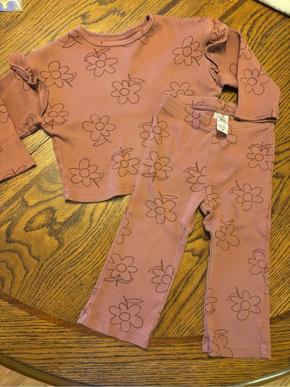 Kids Floral Ribbed Set